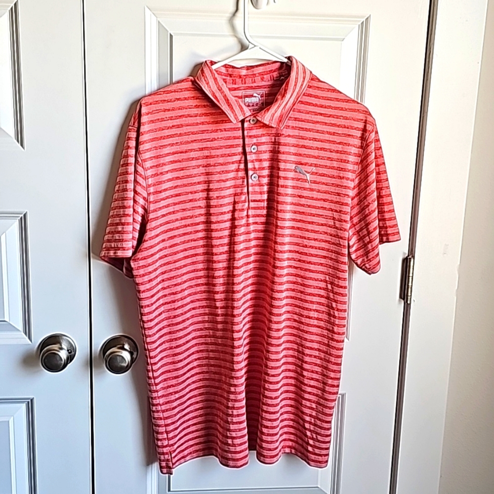 Puma Striped Polo Golf Shirt in Men's Size Large EUC